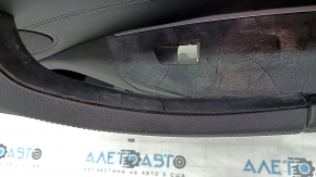 Cartelă de ornamente uși față dreapta BMW X3 G01 18-21 piele neagră, inserție din piele Vernasca neagră, cusături gri, ornamente din stejar închis, mâner crăpat și ornamente de control din sticlă, lac