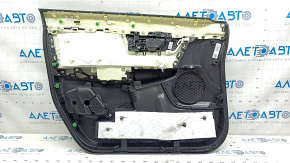Обшивка двери карточка передняя правая Honda CRV 17-22черная, вставка бежевая кожа, подлокотник бежевая кожа, молдинг под дерево