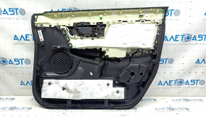 Обшивка двери карточка передняя левая Honda CRV 17-22 черная, вставка бежевая кожа, подлокотник бежевая кожа, молдинг под дерево, под память сидений
