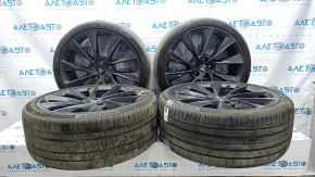 Комплект дисков с резиной R21 265/35 9J R21 245/35 8.5J Tesla Model S 12-20 с датчиками, с колпачками, Continental, 5мм, бордюрка, надрывы