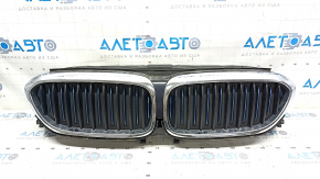 Ansamblu grila radiator BMW 5 G30 18-530e hibrid, cu obloane deflector radiator, crom, nisip