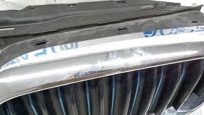 Ansamblu grila radiator BMW 5 G30 18-530e hibrid, cu obloane deflector radiator, crom, nisip