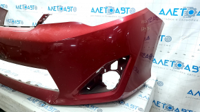 Бампер передний голый Toyota Camry v50 12-14 usa LE XLE, красный, сломаны крепления, примятости, царапины