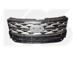 Grila radiatorului Ford Explorer 18-19, argintie, crom. Cromul și neoriginal