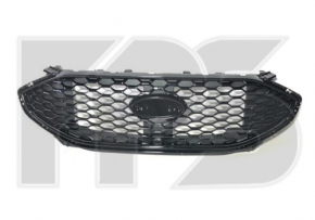Решетка радиатора grill Ford Edge 19-24 под камеру, ST, черный глянец