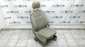 Пассажирское сидение Ford C-max MK2 13-14 с airbag, механич, подогрев, кожа бежевая, примято, царапины, побелел пластик