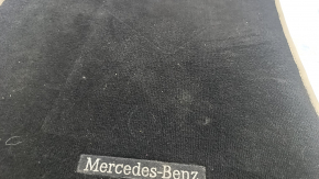 Covoraș interior față stânga Mercedes CLA 14-19 pânză neagră, margine bej, curățabil uscat, uzat