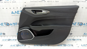 Обшивка двери карточка передняя правая Alfa Romeo Giulia 17-24 черная, подлокотник черная кожа, вставка черная кожа, серый молдинг