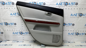 Обшивка двери карточка задняя левая Lexus RX300 RX330 RX350 RX400H 04-09 серая, черный верх, подлокотник серая кожа, вставка под дерево,царапины