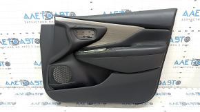 Cartelă de ornamente uși față dreapta Nissan Murano z52 15-18 negru cu inserție din piele neagră, cotieră din piele neagră, turnare gri lucioasă, iluminat din spate, zgâriat, lovituri