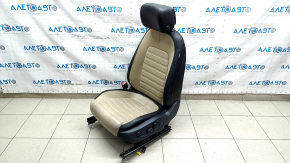 Scaun șofer VW CC 08-17 cu airbag, electric, piele neagră cu inserții bej, husă crăpată