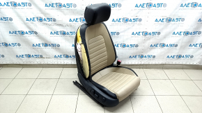 Scaun pasager VW CC 08-17 fără airbag, electric, piele neagră cu inserții bej, ascuțit