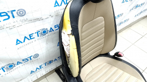 Scaun pasager VW CC 08-17 fără airbag, electric, piele neagră cu inserții bej, ascuțit