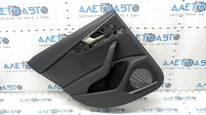 Cartelă de ornamente uși spate stânga Audi A4 B9 17-19 negru, cotieră din piele neagră, inserție din piele neagră, Bang and Olufsen, fund