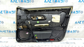 Обшивка двери карточка передняя левая VW CC 08-16 черная с бежевой вставкой кожа, подлокотник кожа бежевая, молдинг серый, царапины