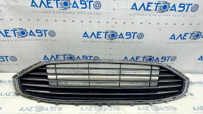 Решетка радиатора grill в сборе с обрамлением Ford Fusion mk5 19-20 хром, тычки, песок