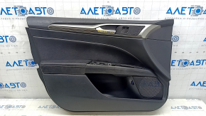 Garnitură portiere față stânga Ford Fusion mk5 17-20 neagră cu inserție cu efect de lemn, cotieră din piele, turnare gri, zgârieturi, curățabil uscat, inserție ruptă