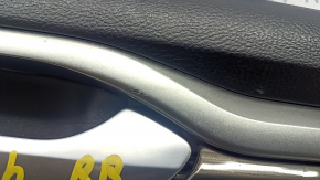 Garnitură portiere spate dreapta Ford Fusion mk5 17-20 piele neagră cu inserție de lemn, cotieră din piele, turnare gri, zgârieturi, curățabil uscat