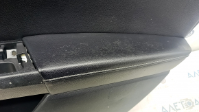 Garnitură portiere spate dreapta Ford Fusion mk5 17-20 piele neagră cu inserție de lemn, cotieră din piele, turnare gri, zgârieturi, curățabil uscat