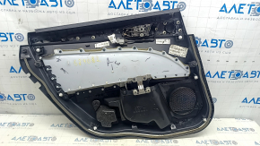 Garnitură portiere spate dreapta Ford Fusion mk5 17-20 piele neagră cu inserție de lemn, cotieră din piele, turnare gri, zgârieturi, curățabil uscat