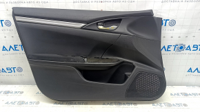 Обшивка двери карточка передняя левая Honda Civic X FC 16-21 4d ткань черная с черной вставкой, царапины, под химчистку
