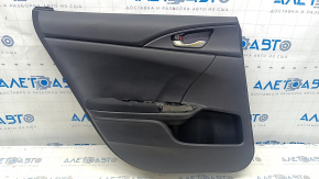 Обшивка двери карточка задняя левая Honda Civic X FC 16-21 4d черная с черной вставкой пластик, подлокотник черная ткань, царапины, потертости