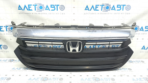 Решетка радиатора grill Honda Insight 19-22 в сборе с эмблемой, песок, трещина в креплении