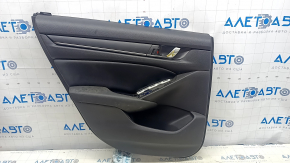 Обшивка двери карточка задняя левая Honda Accord 18-18 черная, молдинг черный структура, подлокотник и вставка кожа, с ручкой, под химчистку