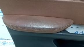 Carton pentru portiere fata stanga BMW X5 F15 14-18 negru, insertie piele maro Dakota, fara perdea, cotiera piele maro, ornamente lemn, cu maner, zgarieturi, zgarieturi, lovituri