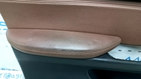Carton pentru portiere fata stanga BMW X5 F15 14-18 negru, insertie piele maro Dakota, fara perdea, cotiera piele maro, ornamente lemn, cu maner, zgarieturi, zgarieturi, lovituri
