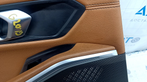 Garnitura portiera spate stanga BMW 3 G20 19- negru, maro piele COGNAC, cu insert cromat, cu maner, zgarieturi, curatabil