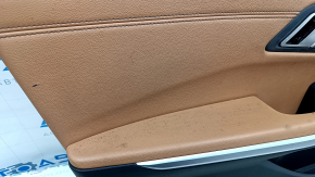 Обшивка двери карточка передняя левая BMW 3 G20 19-21 черная, кожа коричневая COGNAC с строчкой, с хромированной вставкой, с ручкой, под чистку, надрыв