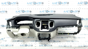 Торпедо передняя панель без AIRBAG Volvo XC90 17-25 тип 1 под проекцию, кожа черная с серым, серая строчка, вмятины