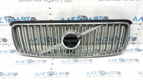 Grila radiator cu ecuson Volvo XC90 16-19 gri, cadru cromat, cu ecuson pentru camera, bare de protectie