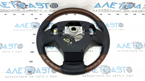 Руль голый Lexus RX350 RX450h 16-22 кожа черная, серая строчка, деревянные вставки, с подогревом, с вибрацией, отсутствуют лепестки