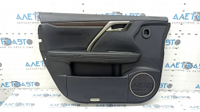 Garnitură portiere față stânga Lexus RX350 RX450h 20-22 negru, inserție și cotieră piele neagră, cusături gri, turnare din lemn, zgârieturi, zgârieturi