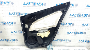Обшивка двери карточка задняя левая Toyota Prius 50 16-22 черная с серой вставкой, подлокотник кожа, с ручкой