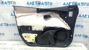 Обшивка двери карточка передняя правая Toyota Prius 50 16-17 черная с серой вставкой кожа, подлокотник кожа, с ручкой, под химчистку, вмятина