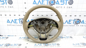 Руль голый Nissan Rogue 14-16 кожа бежевый, под химчистку, потерт, царапины, трещины