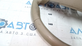 Руль голый Nissan Rogue 14-16 кожа бежевый, под химчистку, потерт, царапины, трещины