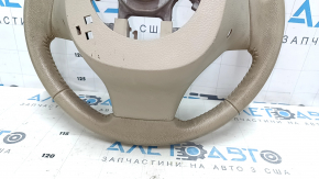 Руль голый Nissan Rogue 14-16 кожа бежевый, под химчистку, потерт, царапины, трещины
