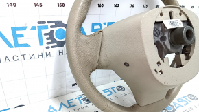 Руль голый Nissan Rogue 14-16 кожа бежевый, под химчистку, потерт, царапины, трещины