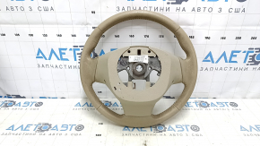 Руль голый Nissan Rogue 14-16 кожа бежевый, под химчистку, потерт, царапины, трещины