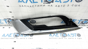 Решетка переднего бампера левая Ford Fusion mk5 17-18 под птф LED глянец, с хром молдингом, сломано крепление, песок