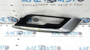 Решетка переднего бампера правая Ford Fusion mk5 17-18 под птф LED глянец, с хром молдингом, песок