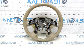 Руль голый Nissan Pathfinder 13-16 кожа бежевый, с подогревом, под химчистку, царапины, затерт