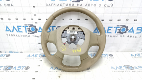 Руль голый Nissan Pathfinder 13-16 кожа бежевый, с подогревом, под химчистку, царапины, затерт
