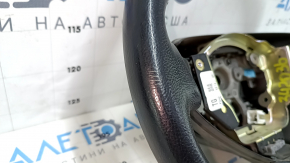 Руль голый Nissan Leaf 13-17 кожа черный с подогревом, трещины, царапины, затерт, вмятины