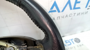 Руль голый Nissan Leaf 13-17 кожа черный с подогревом, трещины, царапины, затерт, вмятины