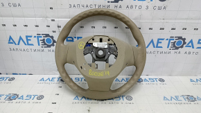 Руль голый Nissan Rogue 14-16 резина бежевая, под чистку, потертость, сломано крепление